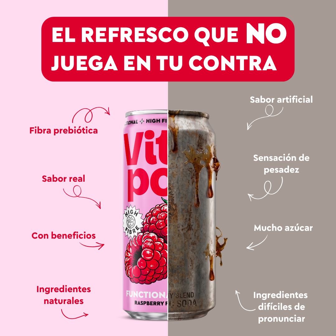 Vita Pop Refresco Prebiótico de Frambuesa – 12 x 330 ml