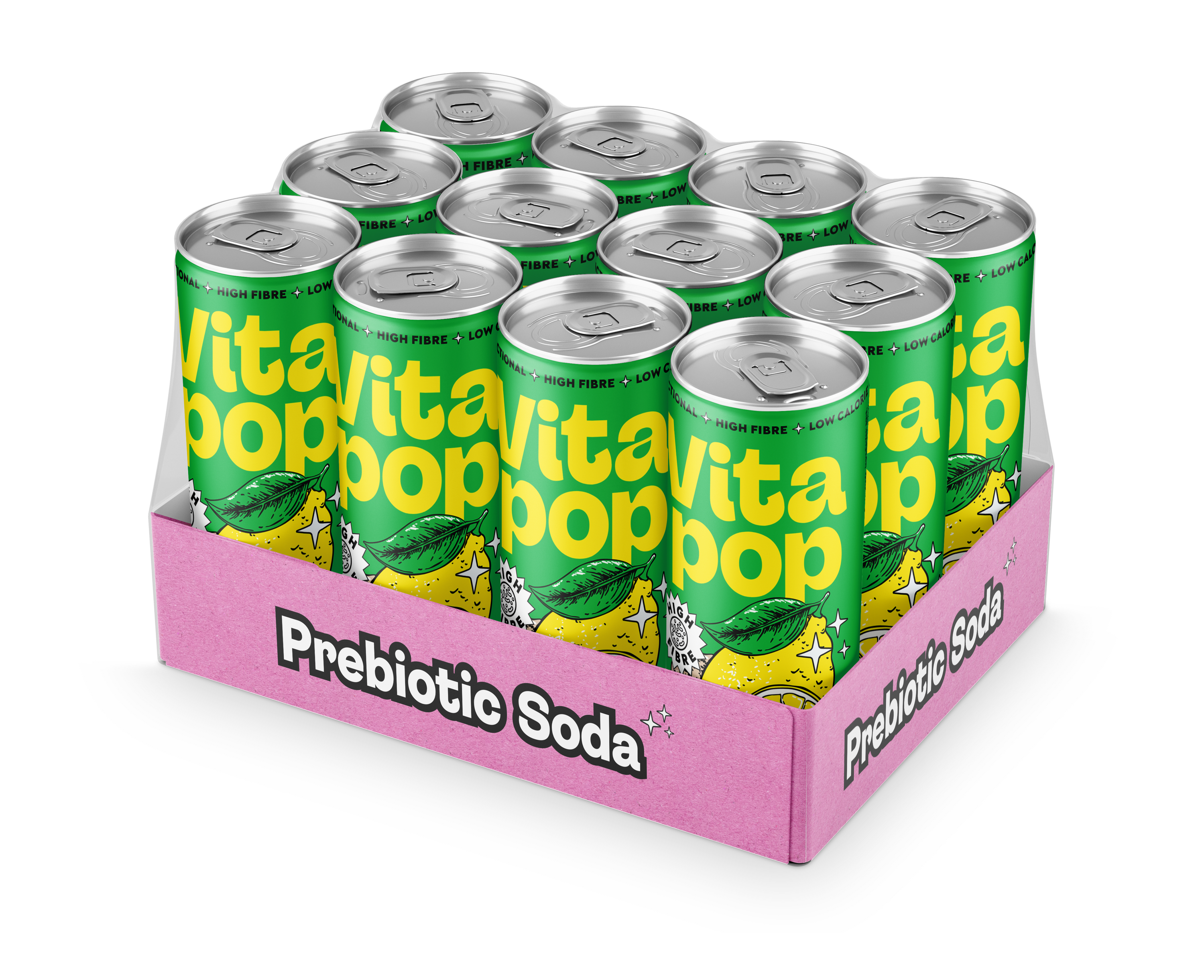 Vita Pop Refresco Prebiótico de Limón y Jengibre – 12 x 330 ml