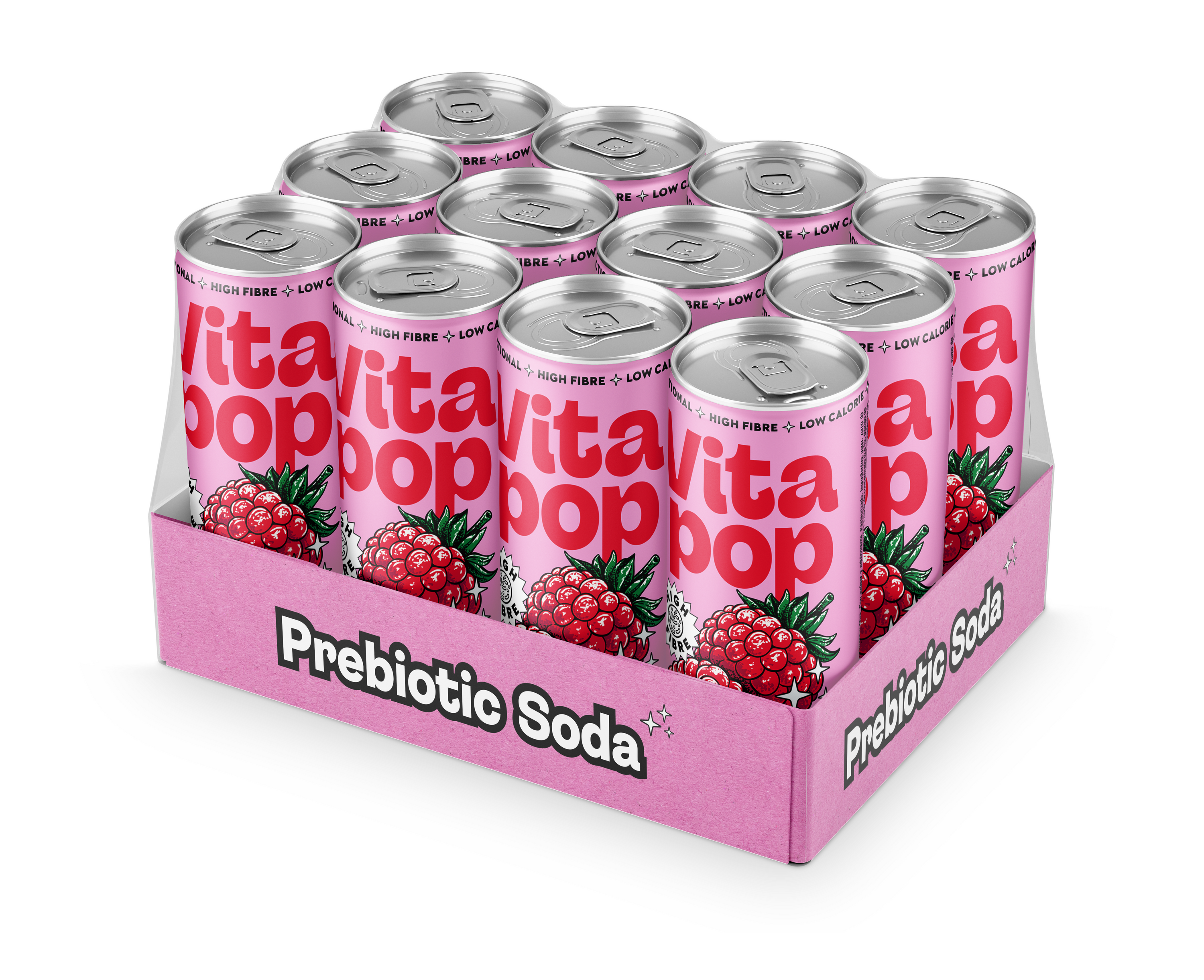 Vita Pop Refresco Prebiótico de Frambuesa – 12 x 330 ml