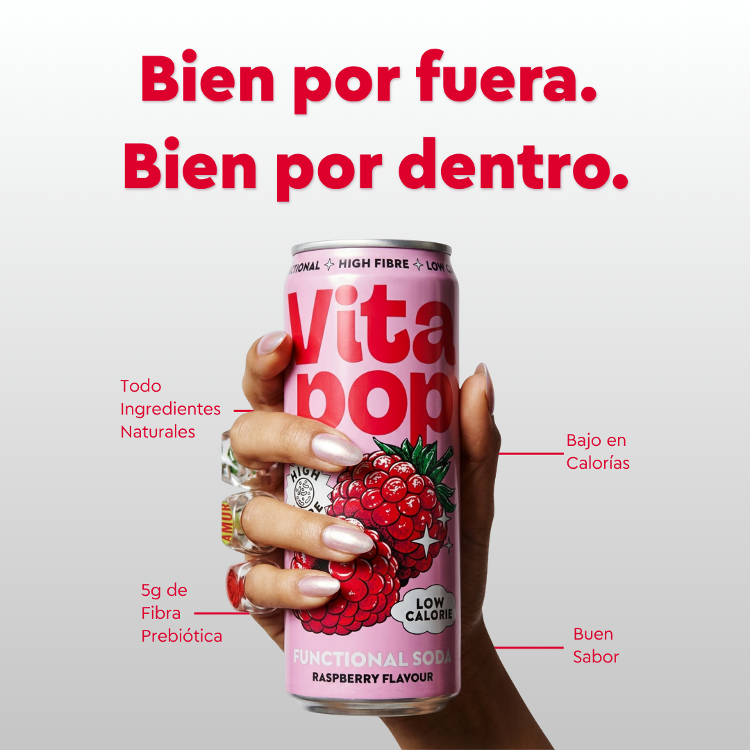 Vita Pop Refresco Prebiótico de Frambuesa – 12 x 330 ml