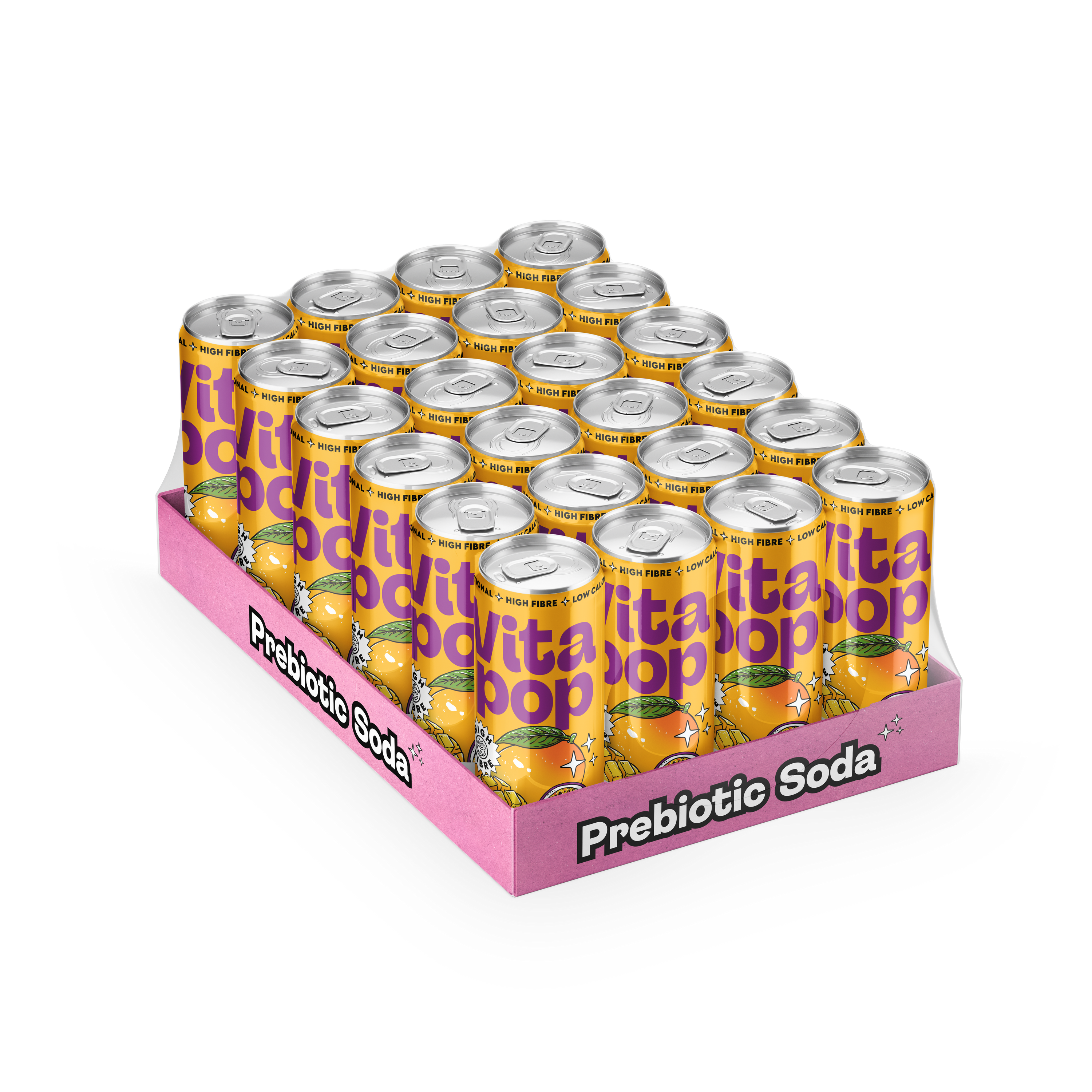 Vita Pop Refresco Prebiótico de Mango y Fruta de la pasión – 12 x 330 ml