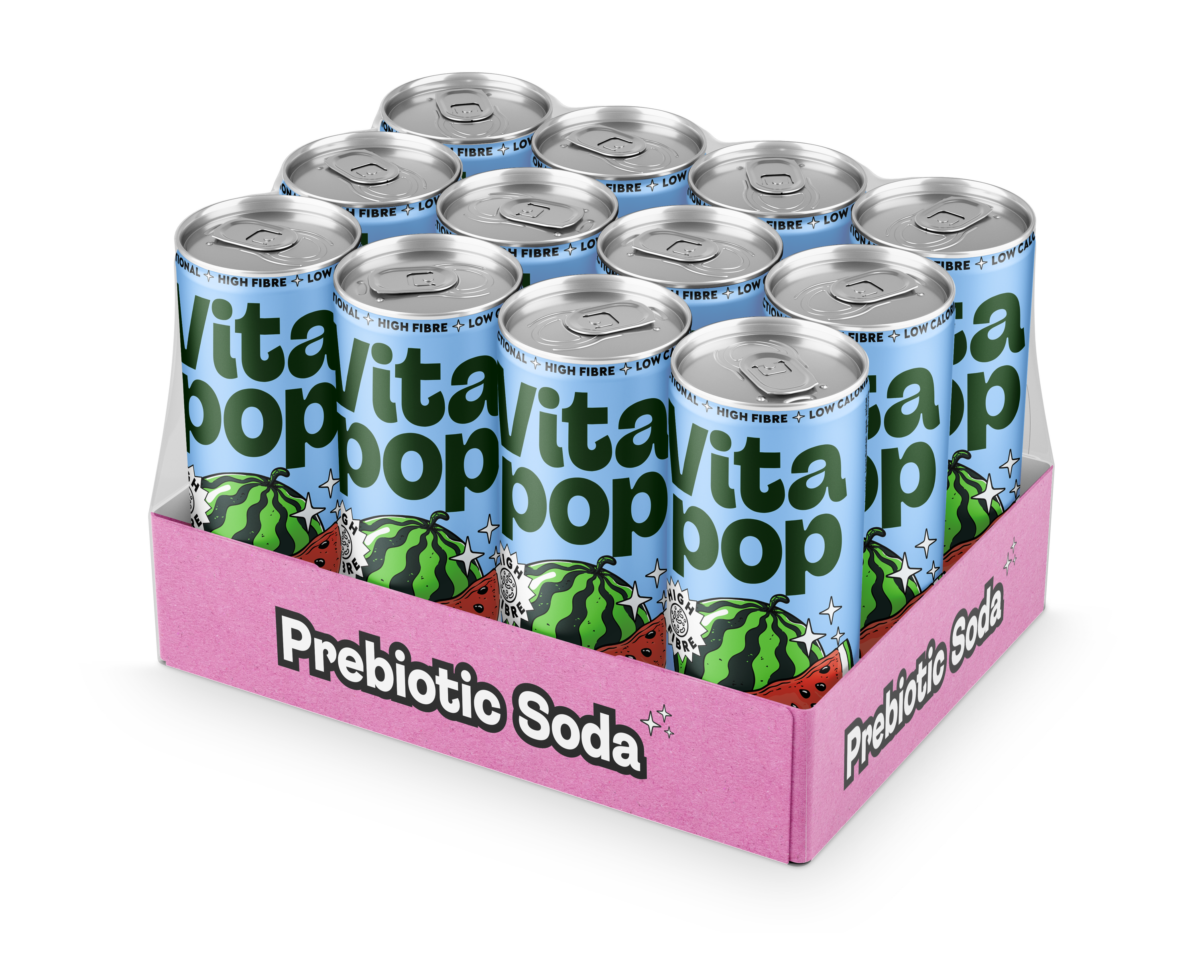 NUEVO 💥 Vita Pop Refresco Prebiótico de Sandía y Lima – 12 x 330 ml