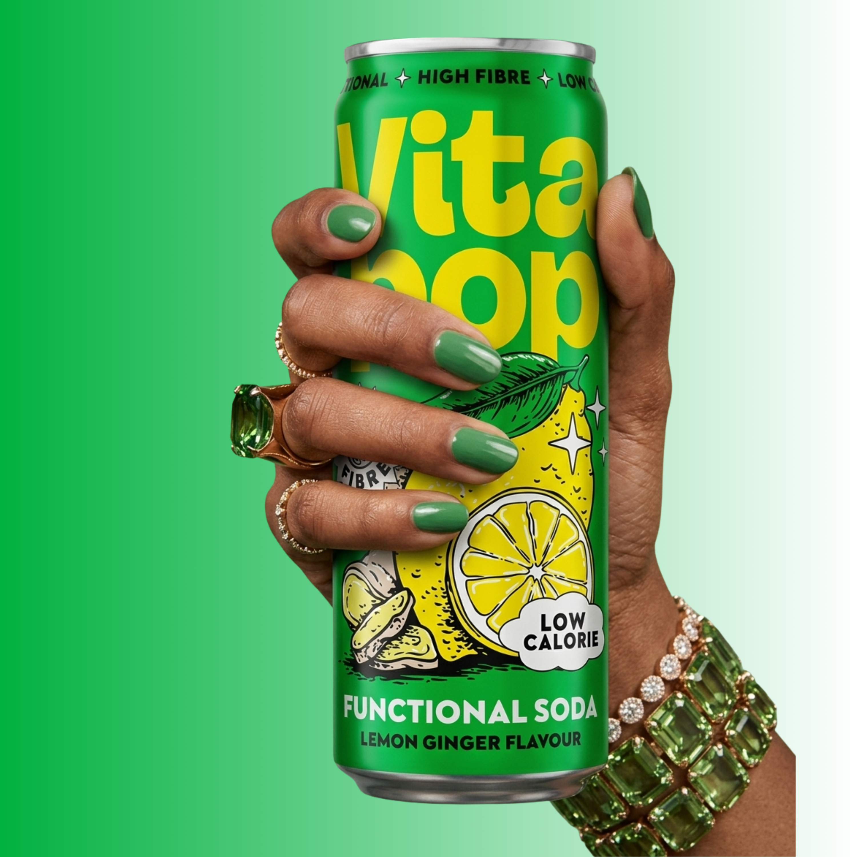 Vita Pop Refresco Prebiótico de Limón y Jengibre – 12 x 330 ml