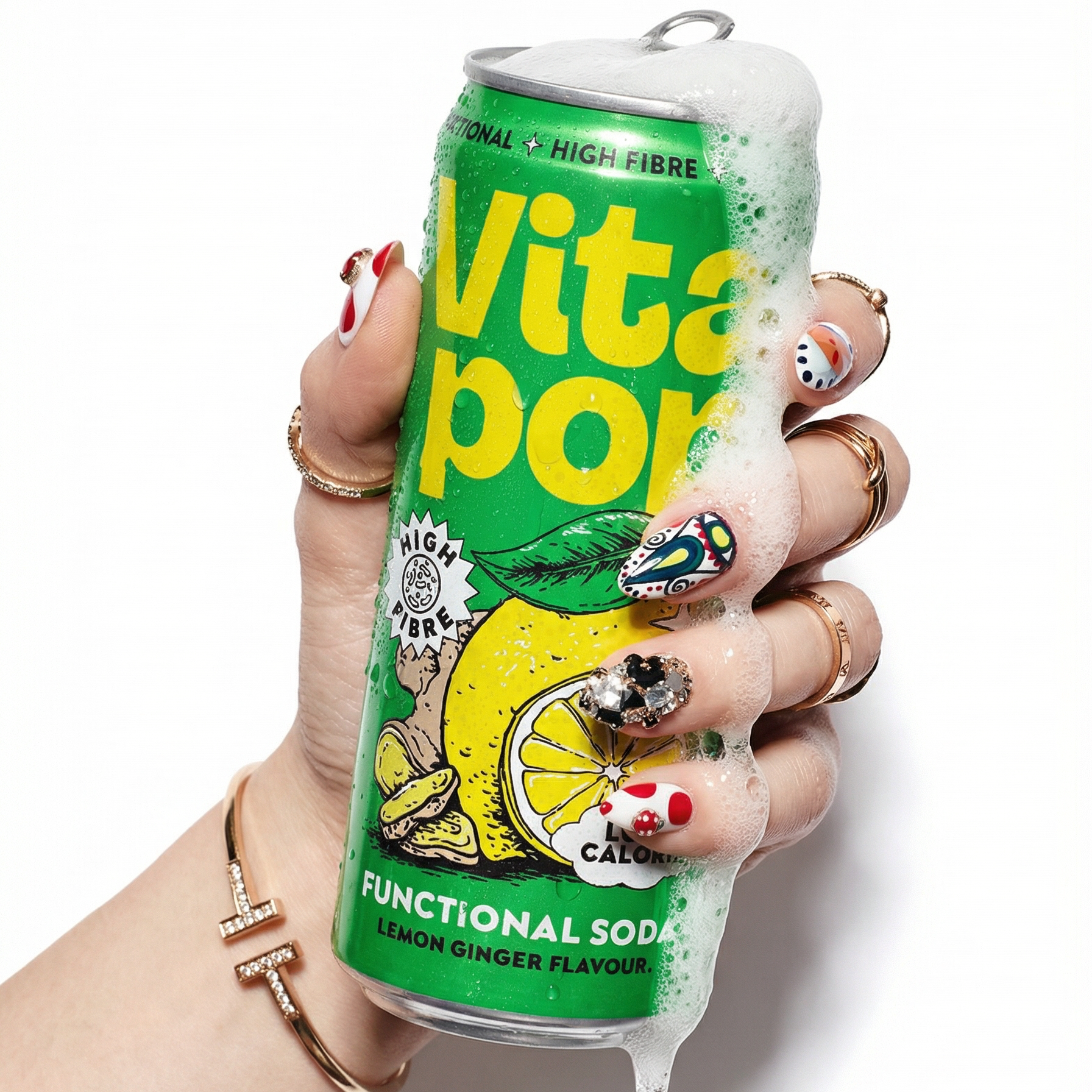 Vita Pop Refresco Prebiótico de Limón y Jengibre – 12 x 330 ml