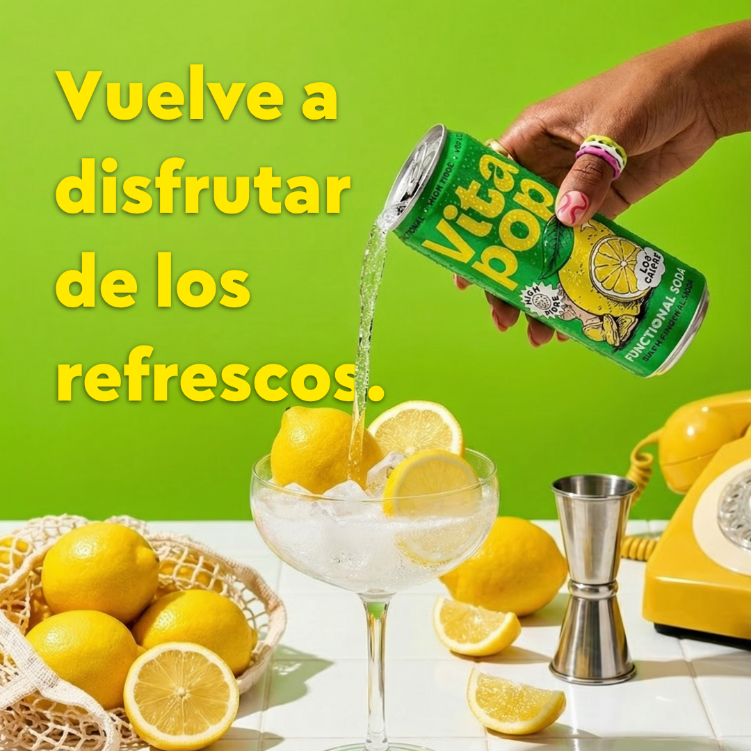 Vita Pop Refresco Prebiótico de Limón y Jengibre – 12 x 330 ml